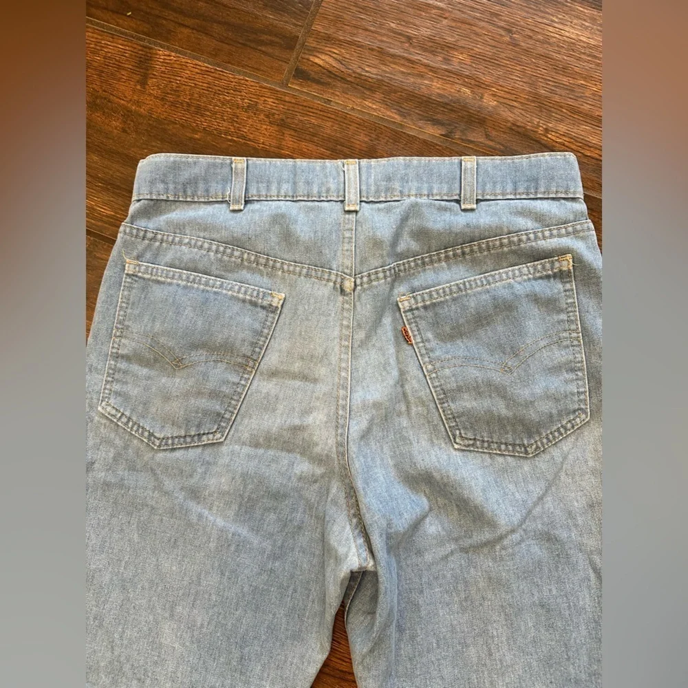 Vintage 1970 Levis 530 Orange Tab Straight Leg Denim Jeans 80s Men's Sz 34 / 32